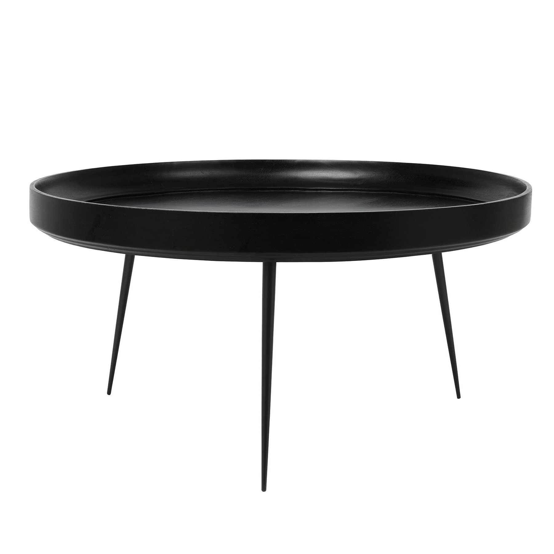 Mater - Bowl Beistelltisch XL - schwarz/Tischplatte Mangoholz gebeizt/Gestell Stahl schwarz/H 38cm / Ø 75cm von Mater