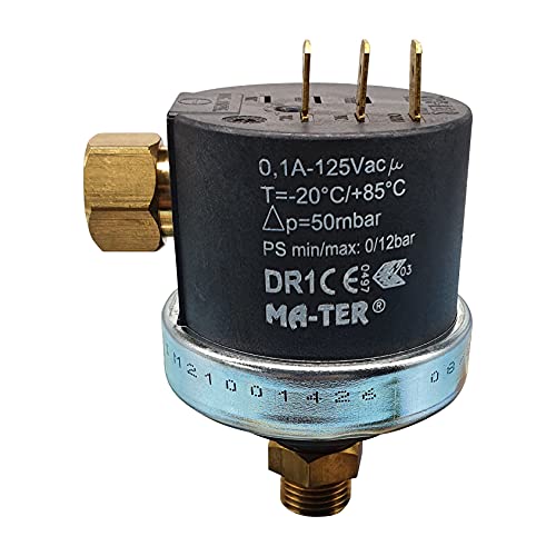 Mater DR1 Differenzdruckschalter 1/4 Zoll | 50mbar | max 125V AC von Mater