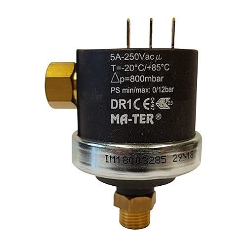 Mater Differenzdruckschalter DR1 G1/4" max. 250V Voreinstellung 800mbar Mater Differenzdruckschalter DR1 G1/4" max. 250V Voreinstellung 800mbar von Mater