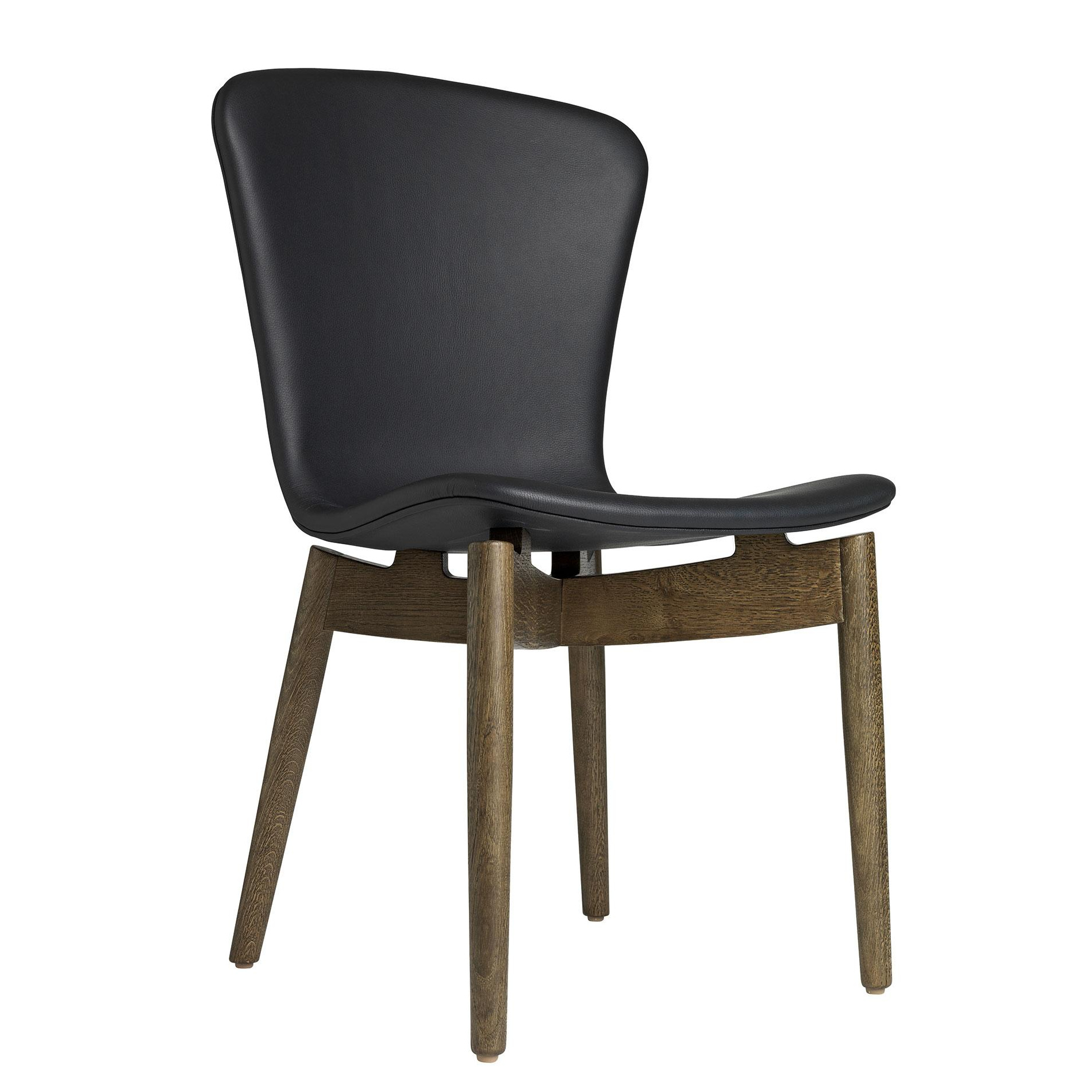Mater - Shell Stuhl Eiche Sirka Grey - schwarz/Sitz Ultra Leder/Füße Eiche sirka grau/BxHxT 49x87x57cm von Mater