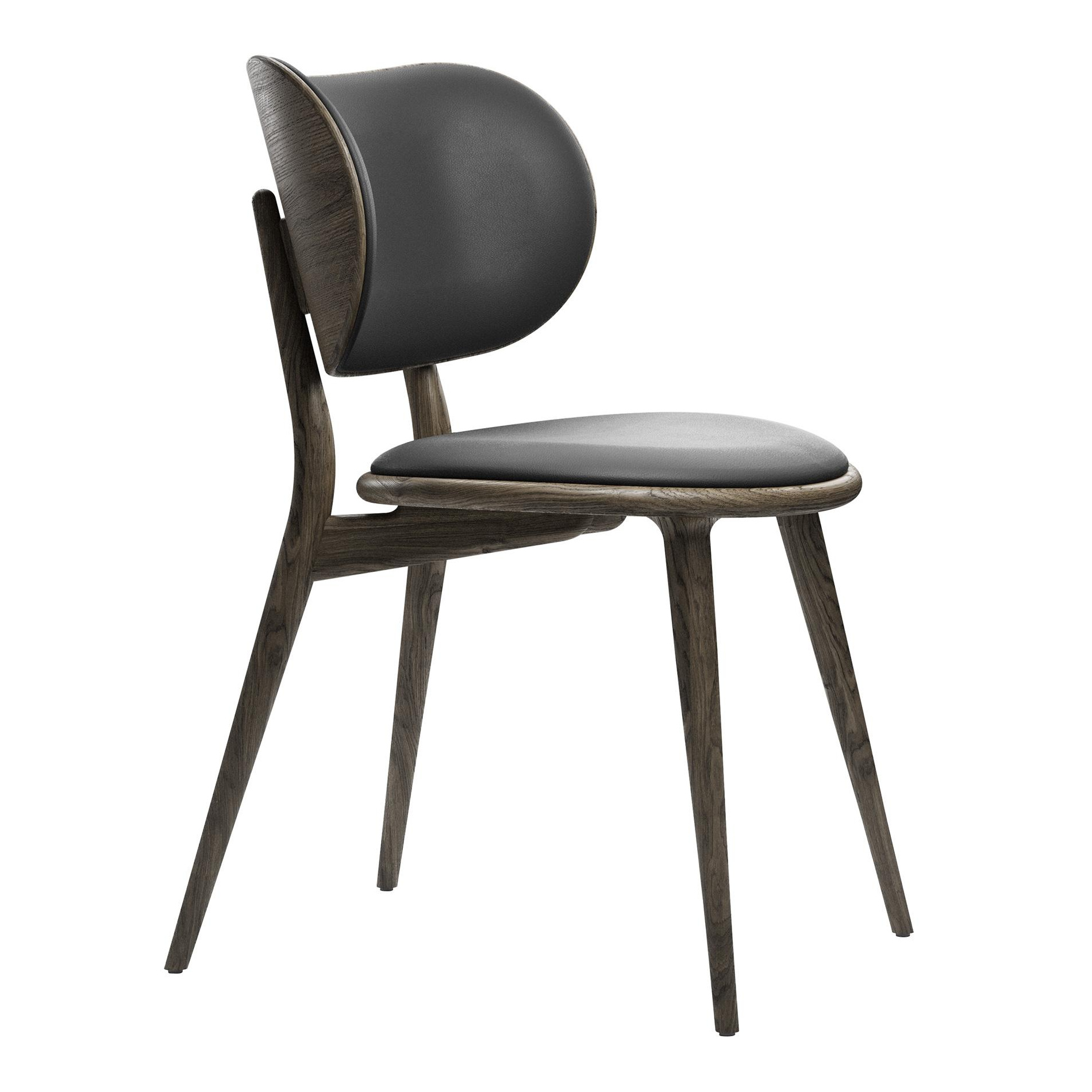 Mater - The Dining Chair - schwarz/Sitz Leder/Füße Eiche sirka grau/BxHxT 52x80x44cm von Mater