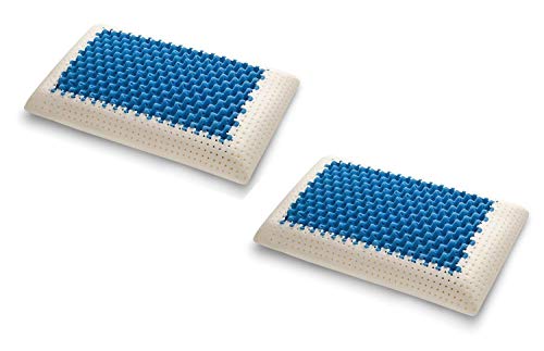 Kissen-Paar (2 Stück) Blue2Air aus Memoryschaum wärmeausgleichende hoch atmungsaktiv – 100 % in Italien hergestellt – Bezug natürliche Baumwolle von Materassiedoghe