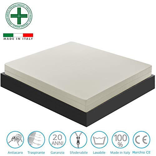 Materassiedoghe - Mod. Courmayeur - Orthopädische Memoryschaum-Matratze mit "MyMemory"-Schicht von 5 cm Höhe, Höhe der Matratze 25 cm --Mikrofaser-Seitenband --Ergonomisch, antibakteriell, milbendicht, schimmelresistent, elastisch und formstabil, für Doppelbett/Einzelbett, 100% in Italien hergestellt 140x200 von materassi e doghe