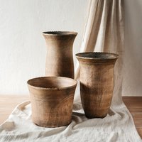 Große Mangoholz Vase - Rustikaler Stil Natürliche Maserung Handgemachtes Massivholz Rauchholzduft von Material26