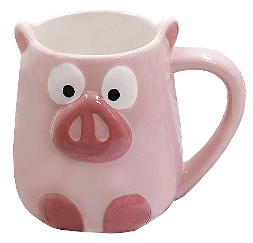 3D-Keramik-Tasse, Obst, Tiere, Handarbeit, Kaffeetasse, Wasser, Teetasse – Schwein/Panda/Fuchs/Erdbeere/Ananas/Meerjungfrau, keramik, schwein, 11*14CM von Mathew O