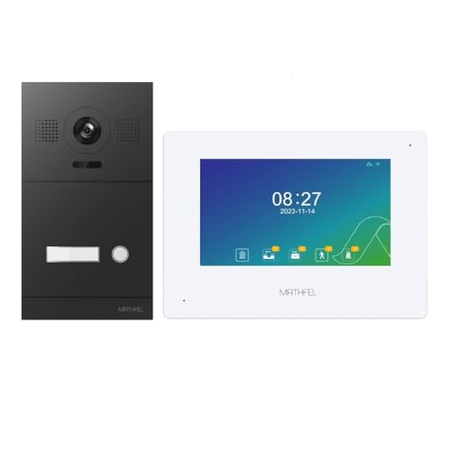 MATHFEL 2 Draht Bus IP Video Türsprechanlage 170 Grad Kamera, Außenstation in Aluminium, Full HD Auflösung (1x7'' Monitor ohne WLAN) von Mathfel