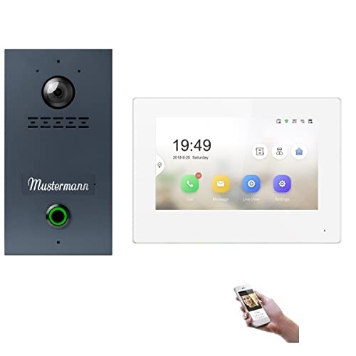 MATHFEL 2 Draht Bus IP Video Türsprechanlage in Anthrazit mit Einer personalisierten Gravur, Unterputz-Türstation IP65, 7''Monitor, HD-Kamera 170°: 1x7'' Monitor von Mathfel