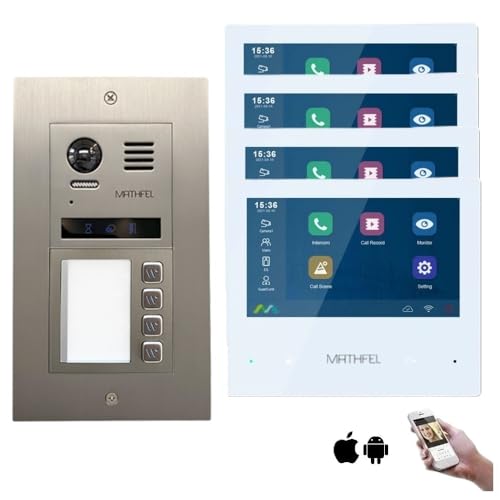 MATHFEL 2 Draht Bus Technik 4 Familienhaus Video Türsprechanlage Gegensprechanlage Fischaugenkamera 170 Grad, 4x7'' Monitor mit WLAN MATHFEL 2 Draht Bus Technik 4 Familienhaus Video Türsprechanlage Gegensprechanlage Fischaugenkamera 170 Grad, 4x7'' Monitor mit WLAN von Mathfel