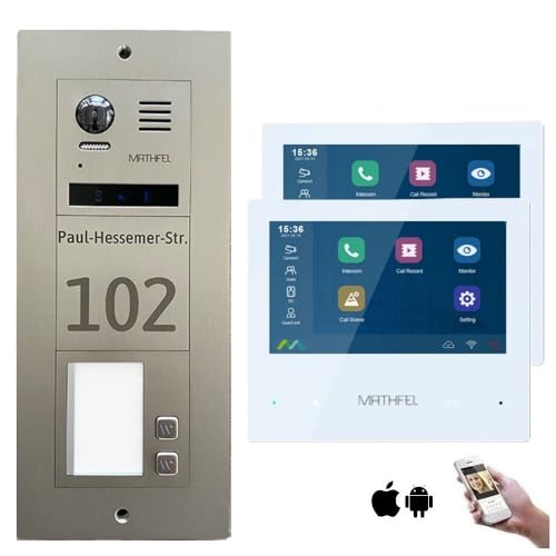 MATHFEL 2-Draht-Bus WLAN Video Türsprechanlage - Personalisierte Außenstation inklusive Gravur, ideal für 2 Familienhaus, mit 2X 7'' Monitor MATHFEL 2-Draht-Bus WLAN Video Türsprechanlage - Personalisierte Außenstation inklusive Gravur, ideal für 2 Familienhaus, mit 2X 7'' Monitor von Mathfel