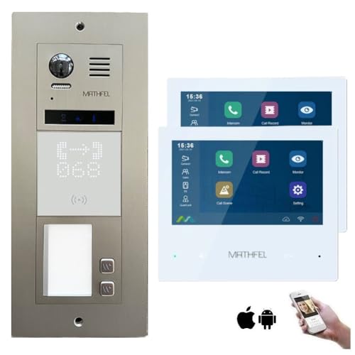 MATHFEL 2-Draht-Bus WLAN Video-Türsprechanlage mit RFID Lesergerät - Komplettes Set für 2 Familienhaus mit 2X 7-Zoll-Monitoren MATHFEL 2-Draht-Bus WLAN Video-Türsprechanlage mit RFID Lesergerät - Komplettes Set für 2 Familienhaus mit 2X 7-Zoll-Monitoren von Mathfel
