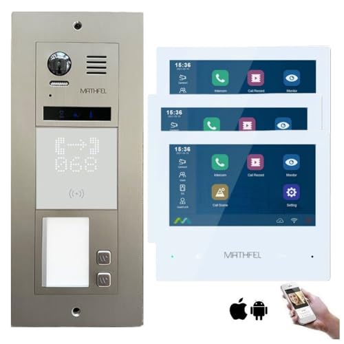 MATHFEL 2-Draht-Bus WLAN Video-Türsprechanlage mit RFID Lesergerät - Komplettes Set für 2 Familienhaus mit 3X 7-Zoll-Monitoren MATHFEL 2-Draht-Bus WLAN Video-Türsprechanlage mit RFID Lesergerät - Komplettes Set für 2 Familienhaus mit 3X 7-Zoll-Monitoren von Mathfel