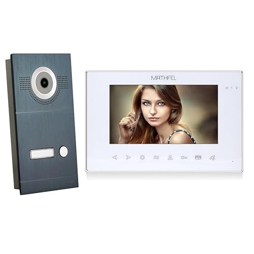 MATHFEL 2 Draht Einfamilienhaus Türsprechanlage Gegensprechanlage Fischaugenkamera 170 Grad, Farbe: Anthrazit, 1x7'' Monitor weiß Außenstation Anthrazit von Mathfel