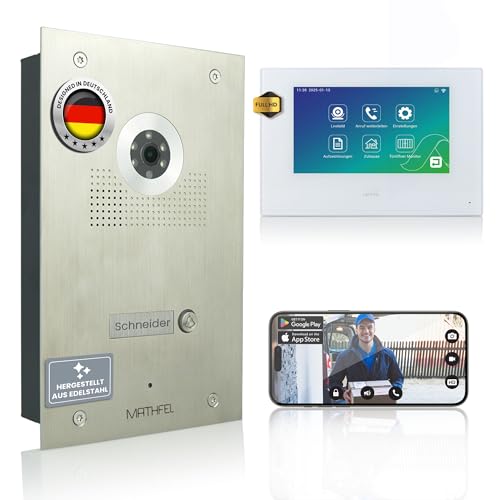 MATHFEL 4 Draht Video Türsprechanlage Gegensprechanlage,1x7'' Monitor mit WLAN Schnittstelle von Mathfel