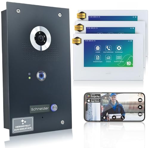 MATHFEL Videotürsprechanlage mit Fingerprint und 170° Weitwinkel-Kamera, 7'' Monitor, WLAN optional - Türklingel mit Kamera, Klingel mit Kamera und Monitor, Türsprechanlage mit Türöffner von Mathfel