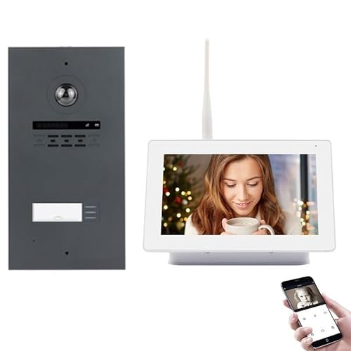 MATHFEL Funk WLAN Video Türsprechanlage für 1-Familienhaus mit RFID und 7'' Monitor, Touchscreen Full HD 170 Grad – Außenstation in Anthrazit von Mathfel