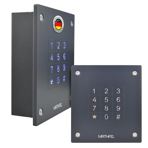 MATHFEL Elektronisches Türschloss mit Code aus Stahl, Unterputz - Ideal für Haustür, Garagentor & Nebeneingänge - Wetterfestes Codeschloss IP66, Normstahl Codetaster - Flexibel und Robust von Mathfel