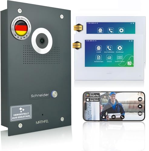 MATHFEL Türklingel mit Kamera und 7'' Monitor, Video Türsprechanlage, Drahtlose Gegensprechanlage mit Türöffner und WLAN-Schnittstelle - Sprechanlage, Türsprechanlage mit Kamera, Video Türklingel von Mathfel