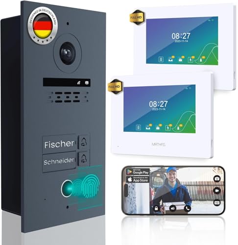 Mathfel 2 Draht IP mit Fingerprint Zutrittskontrolle, Frontplatte aus Aluminium, 2X 7 Zoll Monitor Touch Bedienung mit WLAN, 2 Familienhaus Mathfel 2 Draht IP mit Fingerprint Zutrittskontrolle, Frontplatte aus Aluminium, 2X 7 Zoll Monitor Touch Bedienung mit WLAN, 2 Familienhaus von Mathfel