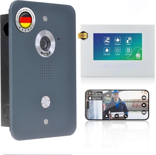 MATHFEL Video Türsprechanlage mit Kamera, 7 Zoll Monitor, Türklingel mit Kamera und Türöffner, 4-Draht-Technologie - Sprechanlage mit Türöffner, Gegensprechanlage, WLAN Türklingel mit Kamera von Mathfel