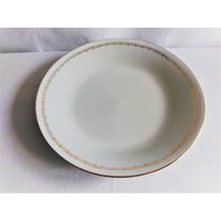 Fd Chauvigny Veritable Porcelaine Frankreich Vintage Weißer Servierteller Mit Goldener Blumenborte Und Goldrand 1950Er Jahre von MathildaVintage