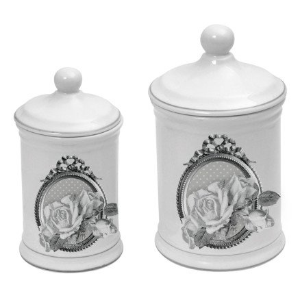 Mathilde M Keramik Dose Aufbewahrungsbehälter 2er Set 'Roses' Wattepadbehälter French Vintage Mathilde M Keramik Dose Aufbewahrungsbehälter 2er Set 'Roses' Wattepadbehälter French Vintage von Mathilde M.