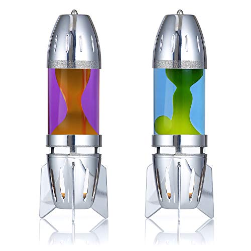 Mathmos Fireflow R1 Lavalampen Paar mit Teelicht - Chrome (Violett/Orange & Blau/Gelb) von Mathmos