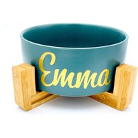 Personalisierter Keramik Futternapf Hundenapf Tiernapf Futterschüssel Mit Bambusgestell Personalisierter Keramik Futternapf Hundenapf Tiernapf Futterschüssel Mit Bambusgestell von Matibuli