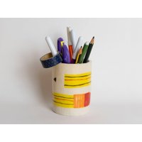 Keramik-stiftbecher, Keramik-stifthalter, Bleistifthalter, Schreibtischbecher, Schreibtischdekor, Illustrierte Handgemachte Keramik von MatildeHortaShop