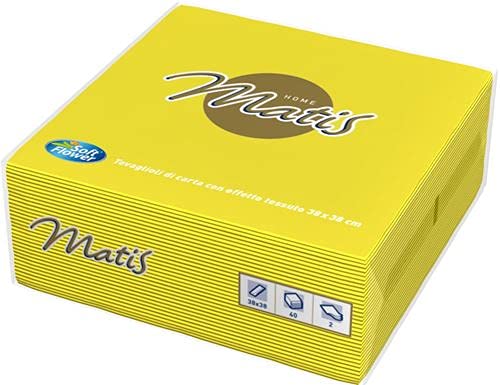 Matis Set 36 Servietten, 38 x 38 cm, Gelb, 40 Stück von Matis