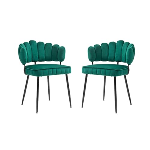 Esstischstühle 2er-Set Smaragdgrün (58x56x78cm) - Samtbezug mit rundem Rückenlehnen-Design - Bequeme gepolsterte Küchenstühle - Modern für Esszimmer/Wohnzimmer/Büro - Inkl. Rutschfester Füße von Matomn