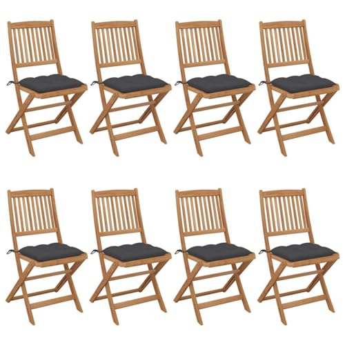 Klappbare Gartenstühle 8 STK. mit Kissen Massivholz Akazie 48.5x57x91cm von Matomn