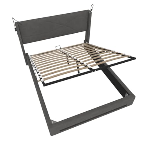 Matomn Modernes Bett 140x200cm - Mit LED-Leselichtern & Hydraulik-Stauraum - Grau Matomn Modernes Bett 140x200cm - Mit LED-Leselichtern & Hydraulik-Stauraum - Grau von Matomn