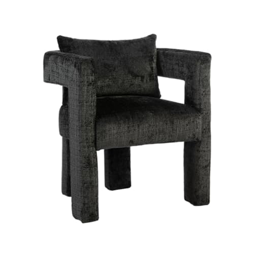 Matomn Moderner Chenille-Einzel-Loungesessel, Esszimmerstuhl, einzigartiges hohles Armlehnendesign, bequemes Kissen Schwarz Matomn Moderner Chenille-Einzel-Loungesessel, Esszimmerstuhl, einzigartiges hohles Armlehnendesign, bequemes Kissen Schwarz von Matomn