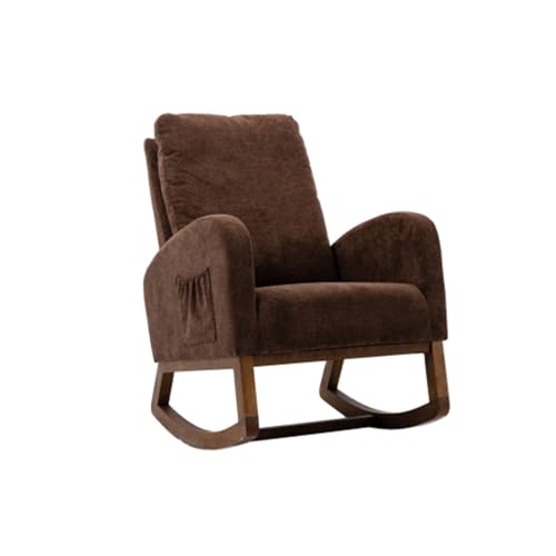Matomn Schaukelstuhl im Mid-Century Modern-Stil, Schaukelstuhl für das Kinderzimmer, gepolsterter hoher Rücken Braun Matomn Schaukelstuhl im Mid-Century Modern-Stil, Schaukelstuhl für das Kinderzimmer, gepolsterter hoher Rücken Braun von Matomn