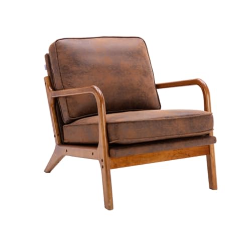 Matomn Sessel mit Holzrahmen, moderner Akzentstuhl, Loungesessel für das Wohnzimmer Braun von Matomn