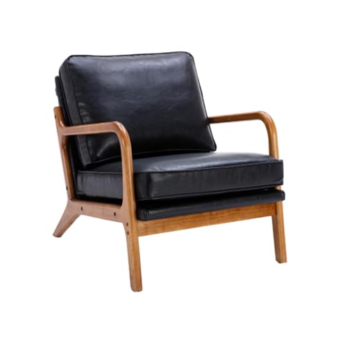Matomn Sessel mit Holzrahmen, moderner Akzentstuhl, Loungesessel für das Wohnzimmer Schwarz von Matomn