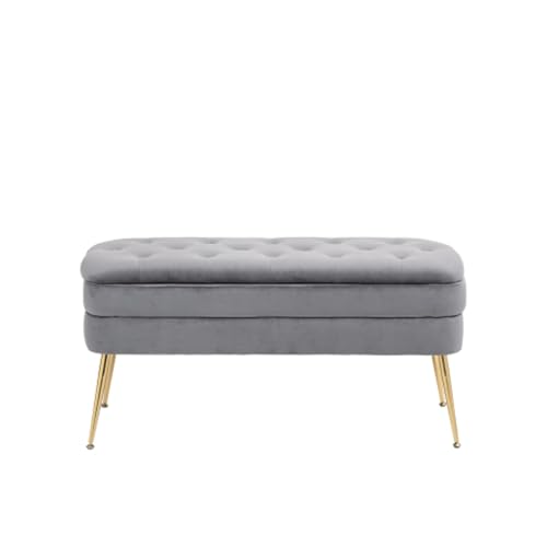 Ottomane mit Stauraum, Schlafzimmer-Beistelltisch, gepolsterter Ottomane mit Stauraum aus Stoff und Sicherheitsscharnier, Dunkelgrau Ottomane mit Stauraum, Schlafzimmer-Beistelltisch, gepolsterter Ottomane mit Stauraum aus Stoff und Sicherheitsscharnier, Dunkelgrau von Matomn