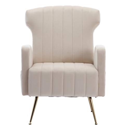 Samt Wingback dekorativen Stuhl mit Metallic Gold Beinen Beige von Matomn