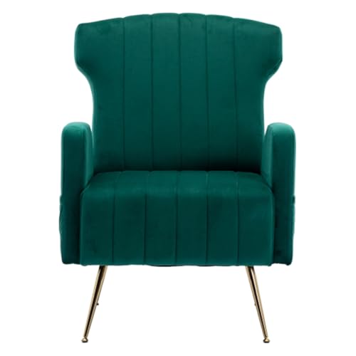 Samt Wingback dekorativen Stuhl mit Metallic Gold Beinen Grün von Matomn