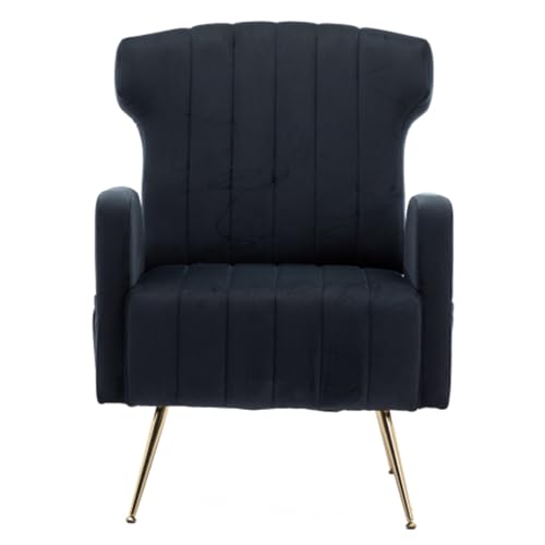 Samt Wingback dekorativen Stuhl mit Metallic Gold Beinen Schwarz von Matomn