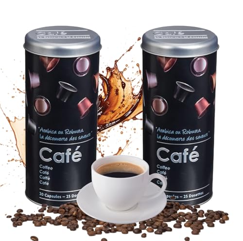 Matosch 2X kaffeepads aufbewahrung-Metalldose für Kaffeepads,kaffeepads behälter,Kaffeespender Paddose,Kaffeebox Pads (Schwarz) von Matosch