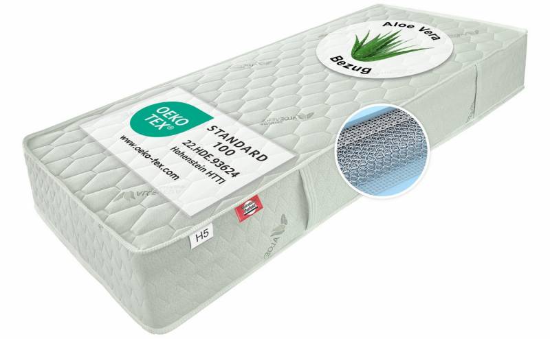 Federkernmatratze Smaragd XXL H5 Extra FEST bis 250 Kg belastbar in 90x200 bis 180x200, Matratzen Perfekt, 27 cm hoch, Matratze mit Bandscheibengerechtem Bonell Federkern von Matratzen Perfekt