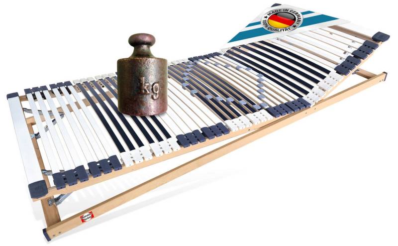 Lattenrost Lattenrost, 44 Leisten, stabil, MONTIERT bis 300 KG belastbar, Matratzen Perfekt, Kopfteil manuell verstellbar, Fußteil manuell verstellbar, stabiler Lattenrost mit 7 Zonen und individueller Härtegradanpassung von Matratzen Perfekt