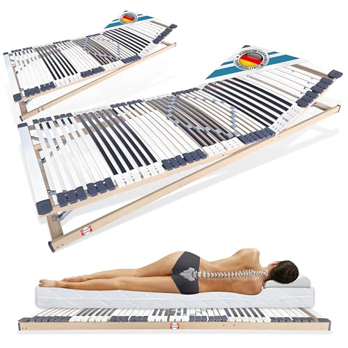 Matratzen Perfekt 2er Set Lattenrost 7-Zonen Rahmen mit Kopf- & Fußverstellung, 44 Leisten, Härteregulierung, orthopädisch, stabil bis 200 kg, Trio-Kautschuklagerung (Set 2X 80x200) von Matratzen Perfekt