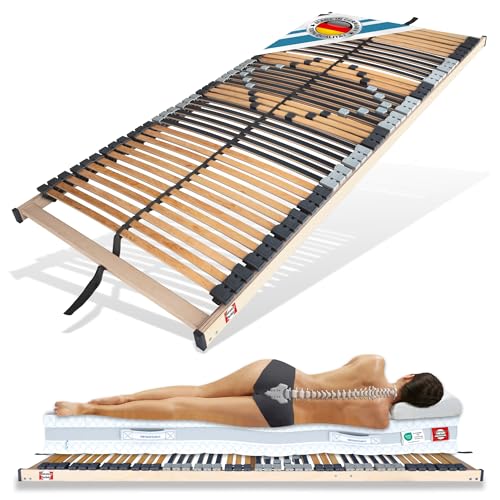 Matratzen Perfekt 7-Zonen Lattenrost 90 x 190 cm 8,5 cm hoch Orthopädisch 42 Leisten Härteregulierung (12-Fach) Kautschukaufhängungen bis 200 kg belastbar unverstellbar von Matratzen Perfekt