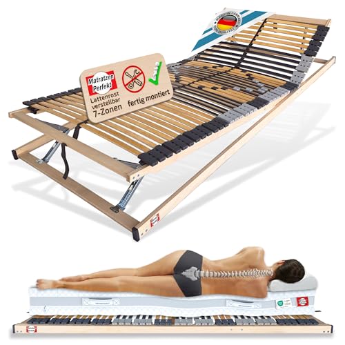Matratzen Perfekt 7-Zonen Lattenrost 90x190 cm 42 Leisten 8,5 cm hoch Härtegrad-Regulierun bis 200 kg belastbar manuell verstellbar Made in Germany von Matratzen Perfekt