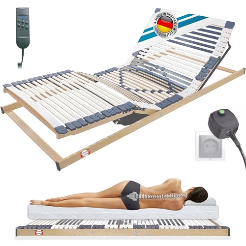 Matratzen Perfekt Orthopädischer 7-Zonen Lattenrost Elektrisch – 120x200 cm 7,5 cm hoch 44 Leisten Härtegrad-Regulierung FERTIG MONTIERT bis 250 kg belastbar – Made in Germany von Matratzen Perfekt