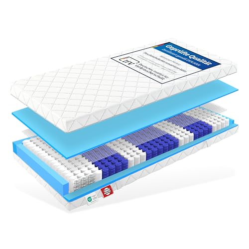 Matratzen Perfekt 7-Zonen Taschenfederkern Köln 120x200 cm 20 cm Höhe Härtegrad H2 Orthopädisch mit exzellenter Punktelastizität Waschbarer Bezug (bis 60°C) Allergikerfreundlich von Matratzen Perfekt