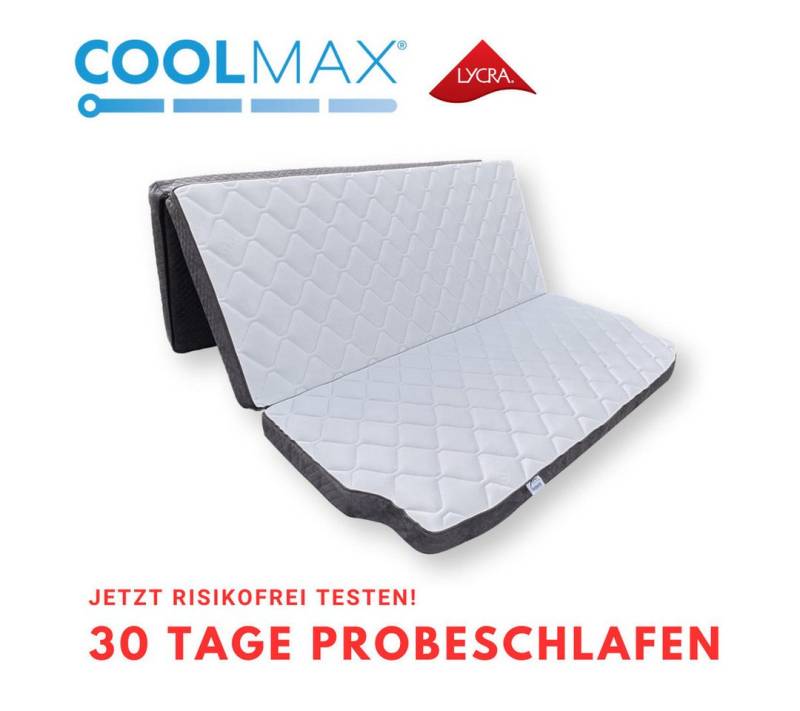 Klappmatratze VW T5 T6 T6.1 Multiflexboard, MatratzenL.A.B®, 10 cm hoch, (Kaltschaum, Härtegrad H3 fest), 10x148x185 oder 10x148x198 cm COOLMAX® LYCRA® Alcantara Polsterstoff von MatratzenL.A.B®
