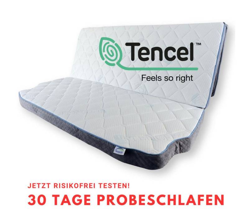 Klappmatratze für VW T5 T6 T6.1 Multiflexboard, MatratzenL.A.B®, 8 cm hoch, (Kaltschaum & Viscoschaum, Härtegrad H2 mittel), 8x148x185 oder 8x148x198 cm TENCEL™ Lyocell® Alcantara Polsterstoff von MatratzenL.A.B®